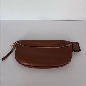 Quince Italian Pebbled Leather Sling Bag | Cognac | Classic | Contemporary